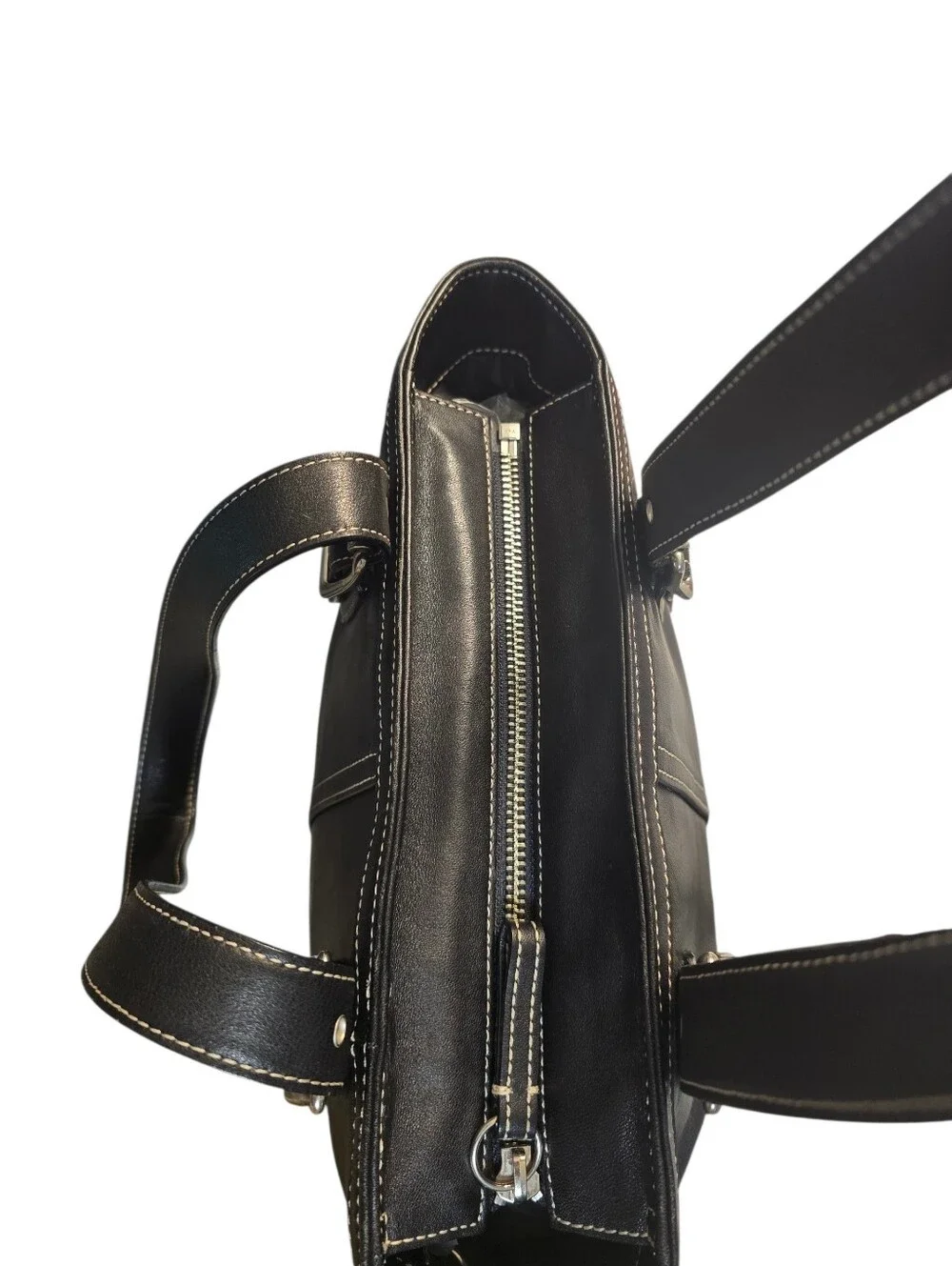 Coach Hamptons black leather tote bag 05